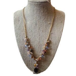 Avon Multicolor Beaded Gold-Tone Cluster Necklace